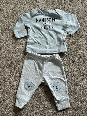 “Handsome Little Fella” long sleeved outfit for baby boy